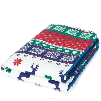 Oboustranná deka Bavlna, Minky - 75 x 100 cm, Merry Christmas; růžová, šedá; bavlna, polyester