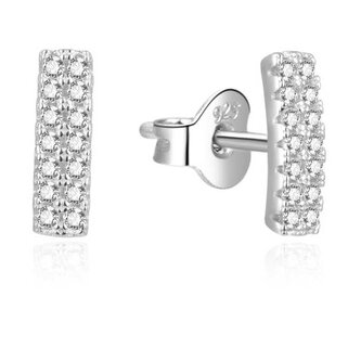Třpytivé stříbrné náušnice se zirkony AGUP2314L Beneto