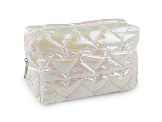 Kosmetická taška / pouzdro prošívané, srdce 18x11 cm holografické - 1 ks - 1 krémová nejsvět.