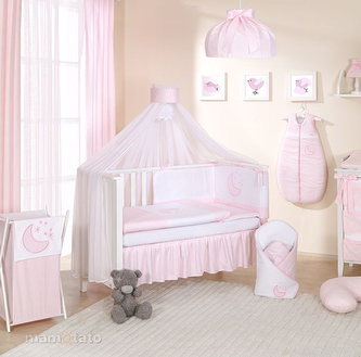 Moskytiéra na postýlku - bílá, růžová šerpa