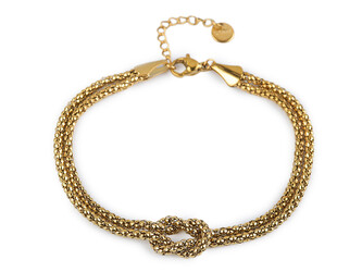 Náramek z nerezové oceli dvojitý s uzlem - 1 ks - 2 zlatá