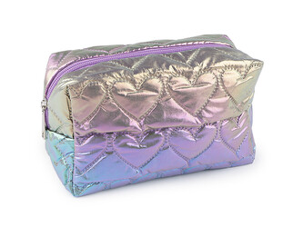 Kosmetická taška / pouzdro prošívané, srdce 18x11 cm holografické - 1 ks - 4 fialová
