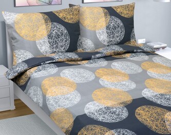 Povlečení bavlna na dvoudeku - Oranžová,Šedá - 1ks 220x200, 2ks 70x90 cm (220 cm šířka x 200 cm délka)