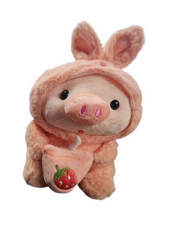 Leventi Bubble Tea Prasátko Plush - růžový zajíček