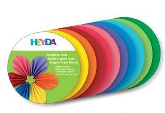 100ks listů origami papírů, kulaté průměr 15 cm, 80g/m2 - mix 10 barev