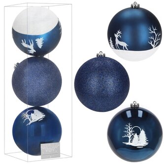 Vánoční baňky modré mix - 15 cm, sada 3ks CA1363