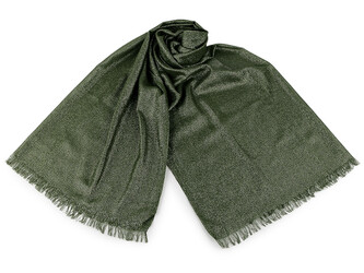 Šátek / šála / pléd s lurexem 80x200 cm - 1 ks - 7 zelená zlatá