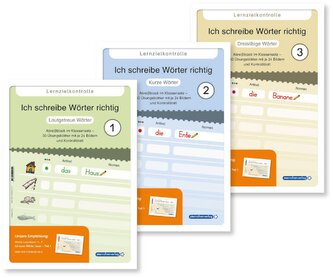 Ich schreibe Wörter richtig - 3 Lernzielkontrollen - Lautgetreue / Kurze / Dreisilbige Wörter