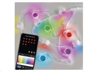 LED bodové svítidlo GoSmart EMOS ZIW15CR – řetěz 255 cm, 12 dílů, 7 W, RGBIC+CCT, stmívatelné, WiFi