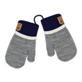 Zimní dvouvrstvé kojenecké rukavičky, 16cm - se šňůrkou - modrá, šedá; 16cm rukavičky; modrá, šedá; akryl, elastan, polyester