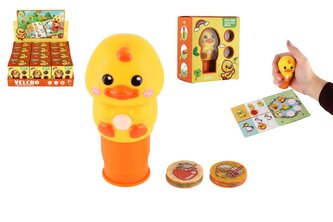 Samolepkové razítko/Razítko se samolepkami kachna plast s nálněmi v krabičce 10x12cm 12ks v boxu