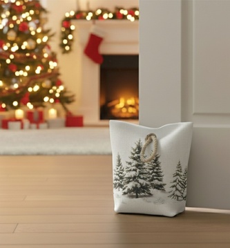 Dveřní zarážka - závaží, Zimní krajina, 22 x 23 cm