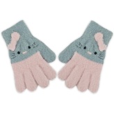 Dětské zimní prstové rukavičky Kitty, 12cm, šedá, růžová; 98 (2-3r); růžová, šedá