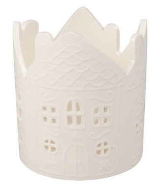 Svícen s domky porcelánový 10 x 11 x 10 cm