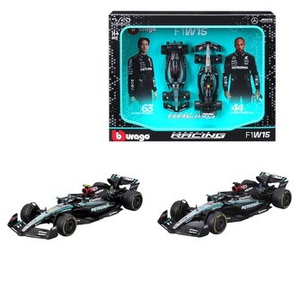 Bburago 1:43 RACE Formula F1 2PAC Mercedes-AMG F1 W15 (2024) #44 L.Hamil ton #63 G.Russel