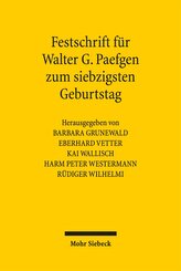 Festschrift für Walter G. Paefgen zum siebzigsten Geburtstag