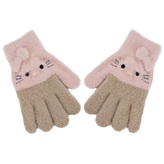 Dětské zimní prstové rukavičky Kitty, 12cm, růžová, béžová; 98 (2-3r); růžová, béžová