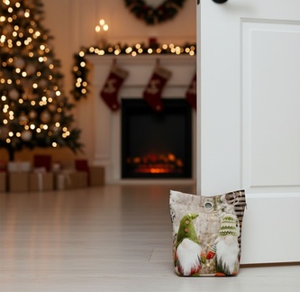 Dveřní zarážka - závaží, Dva trpaslíci v zeleném, 22 x 23 cm