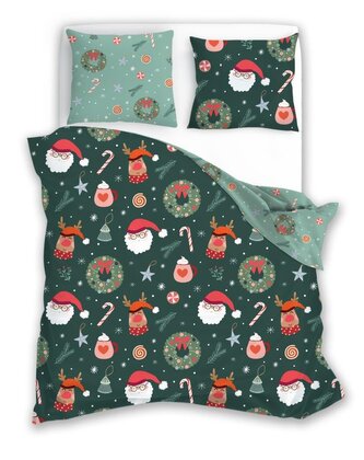 POŚCIEL KPL.220X200+2x70X80 HOLLY JOLLY 006 MIKROFIBRA SATYNOWA