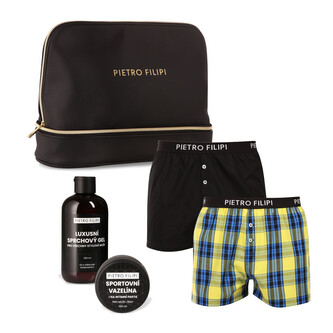 Pánská dárková kosmetická taštička 2PACK trenky a kosmetika Pietro Filipi (4PJTGP1Z1) L