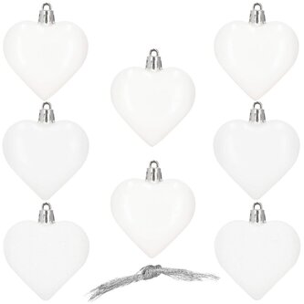 Srdíčka bílá sada 8ks, vánoční ozdoby CA1154