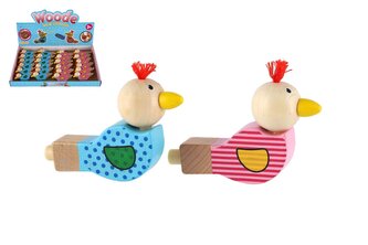 Píšťalka ptáček dřevo 8cm 2 barvy v sáčku 24ks v boxu