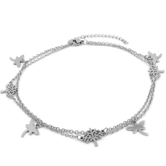 Dvojitý řetízek na nohu STROM ŽIVOTA - chirurgická ocel