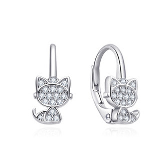 NB-3030 Stříbrné náušnice na klapku kočičky - zvířátka