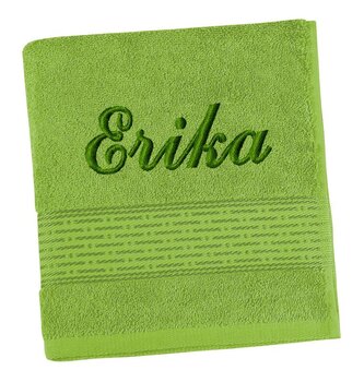 Froté ručník proužek s výšivkou jména - Olivová - 50x100 cm