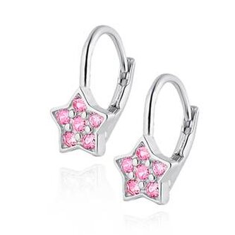NB-3582 Stříbrné dívčí náušnice - hvězdy