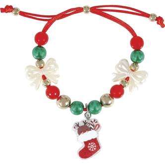 Vánoční náramek s korálky a přívěskem ponožky