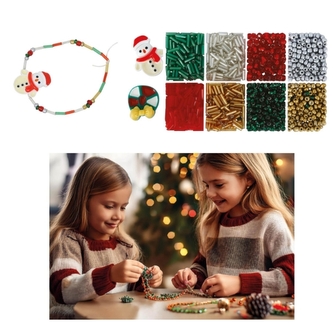 Vánoční sada korálků na náramky – 1100 ks