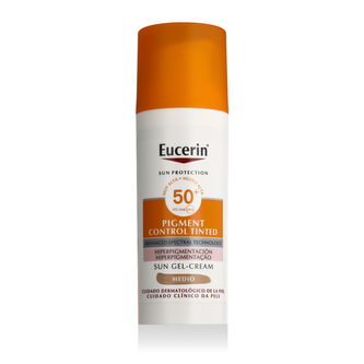 Eucerin Sun Protection Opalovací přípravek na obličej Pigment Control Tinted Gel-Cream 50 ml Medium SPF50+ pro ženy