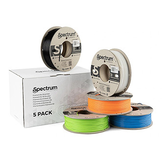 Spectrum Filament Premium PLA 5x250g, mix, Polar White, Deep Black, Lion Orange, Pacific Blue, Lime Green