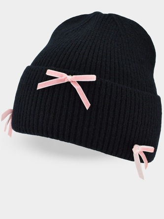 Dětská zimní čepice Mašličky - černá, vel. 52 - 56 cm; 104-128 (3-7r), 122-128 (6-8r), 128-134 (7-9r), 134-140 (8-10r); černá