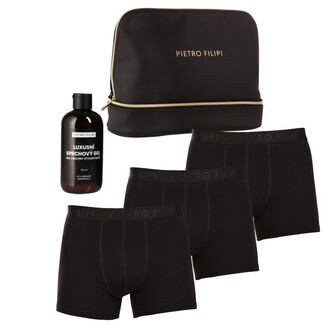 Pánská dárková kosmetická taštička 3PACK boxerky a a sprchový gel Pietro Filipi (5PJTBP1) XXL