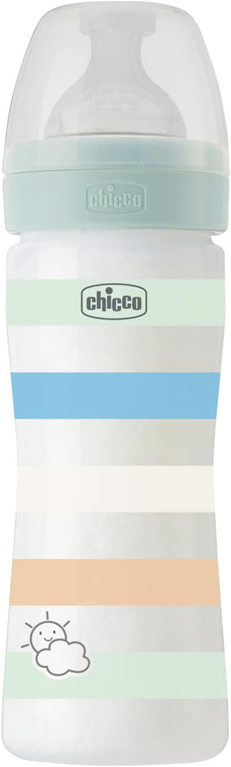 CHICCO Láhev kojenecká Well-being silikon 250 ml kluk