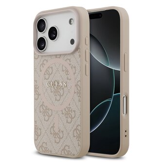 Guess PU Leather 4G Colored Ring MagSafe Zadní Kryt pro iPhone 17 Pro Pink