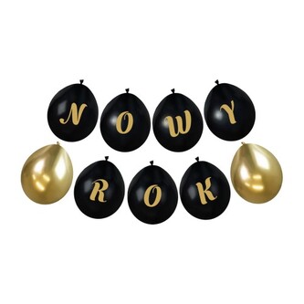Balony z nadrukiem Nowy Rok 9 szt