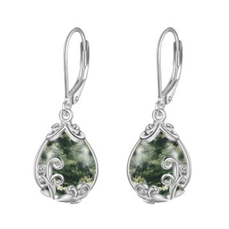 MA-0010 Stříbrné náušnice s mechovými acháty