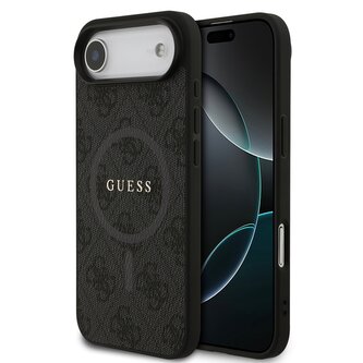 Guess PU Leather 4G Colored Ring MagSafe Zadní Kryt pro iPhone Air Black