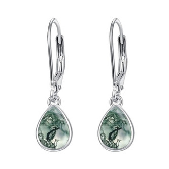 MA-0002 Stříbrné náušnice s mechovými acháty