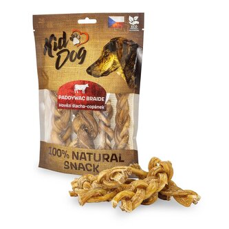 KIDDOG 100 % Natural Snack hovězí šlacha copánek 12 cm / 200 g