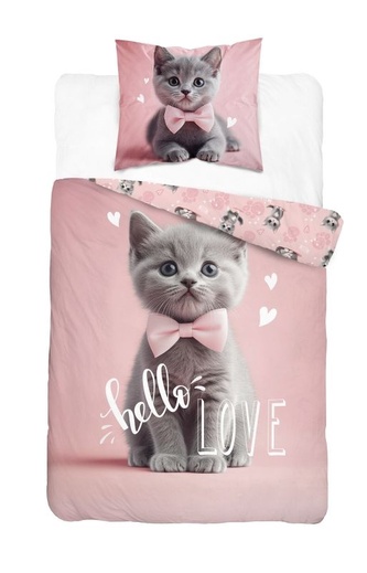 DETEXPOL Povlečení Kotě hello love  Bavlna, 140/200, 70/80 cm