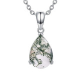 MA-0009 Stříbrný náhrdelník mechový achát