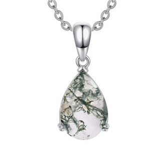 MA-0009 Stříbrný náhrdelník mechový achát