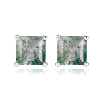 MA-0007 Stříbrné náušnice s mechovými acháty