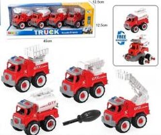 Zestaw 4 pojazdów strażackich do rozkręcania