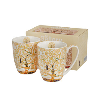 2 kubki classic TREE OF LIFE Ecru inspired by Klimt