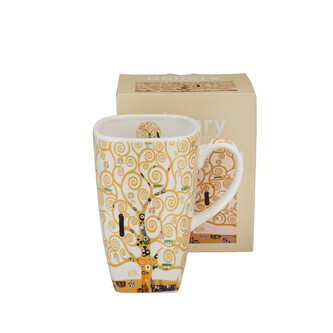 Kubek kwadratowy TREE OF LIFE Ecru inspired by Klimt